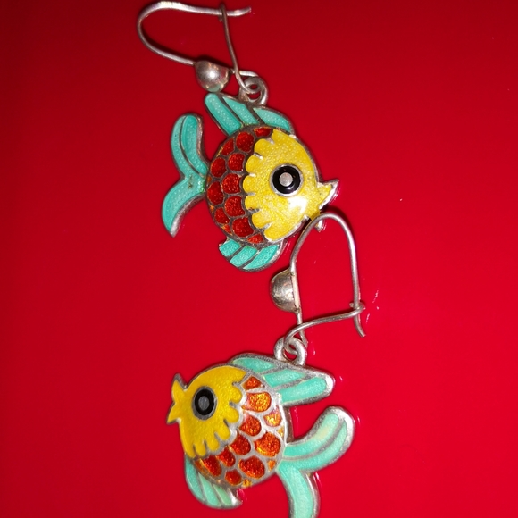 Silver Tropical Fish Earings - Picture 1 of 3